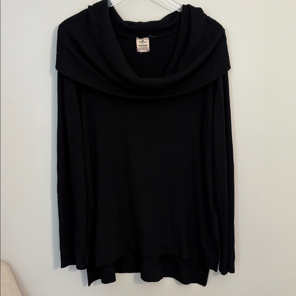 Evereve + Michael Stars Black Cowl Neck Tunic Sweater Size XL